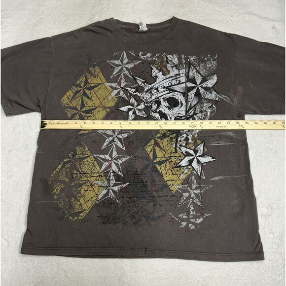 Vtg Y2K Skull Cyber Gothic Style Grahphic All Over Front Graphic T-Shirt Size XL - Picture 6 of 8